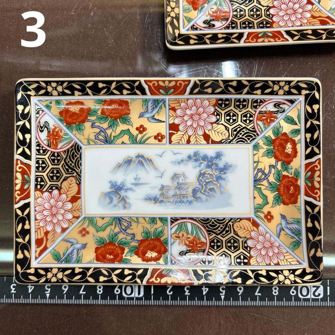 有田焼　昇龍窯　金彩伊万里花鳥　長角皿揃