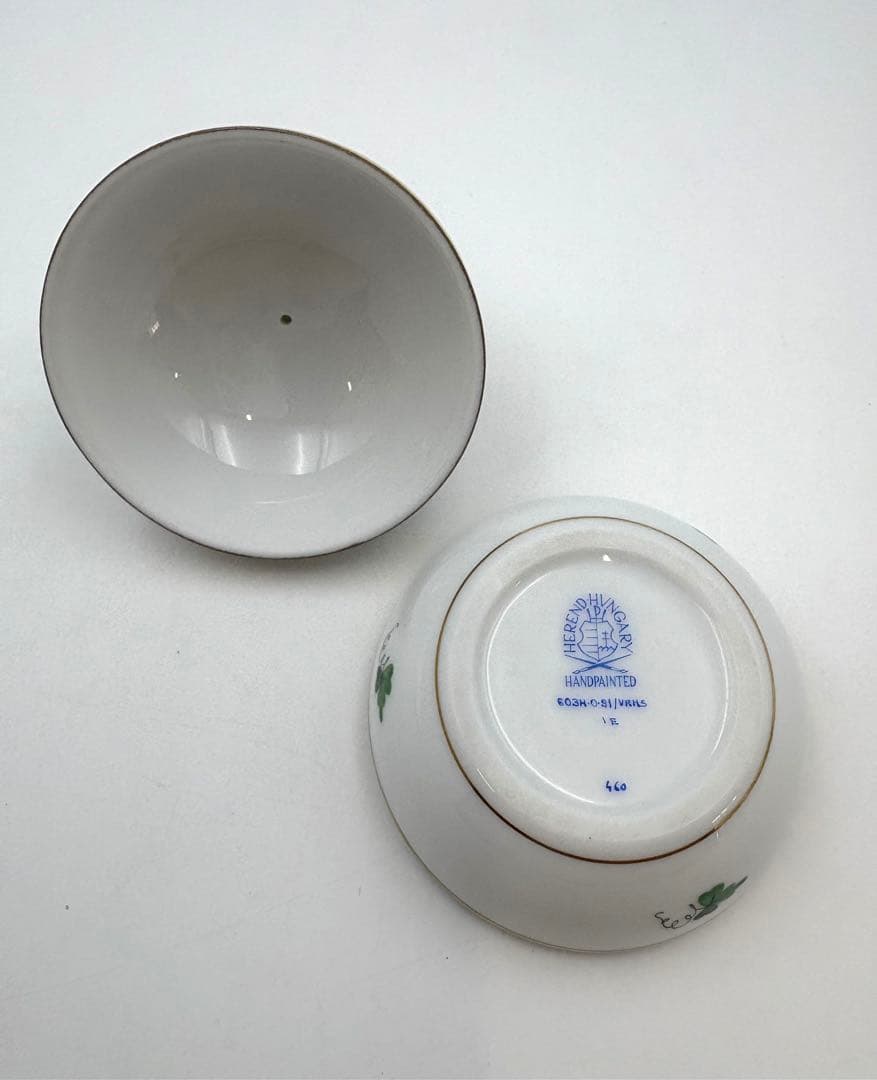未使用保管品　ヘレンド ウィーンの薔薇　犬　ミニ　小物入れ ボンボニエール　箱付