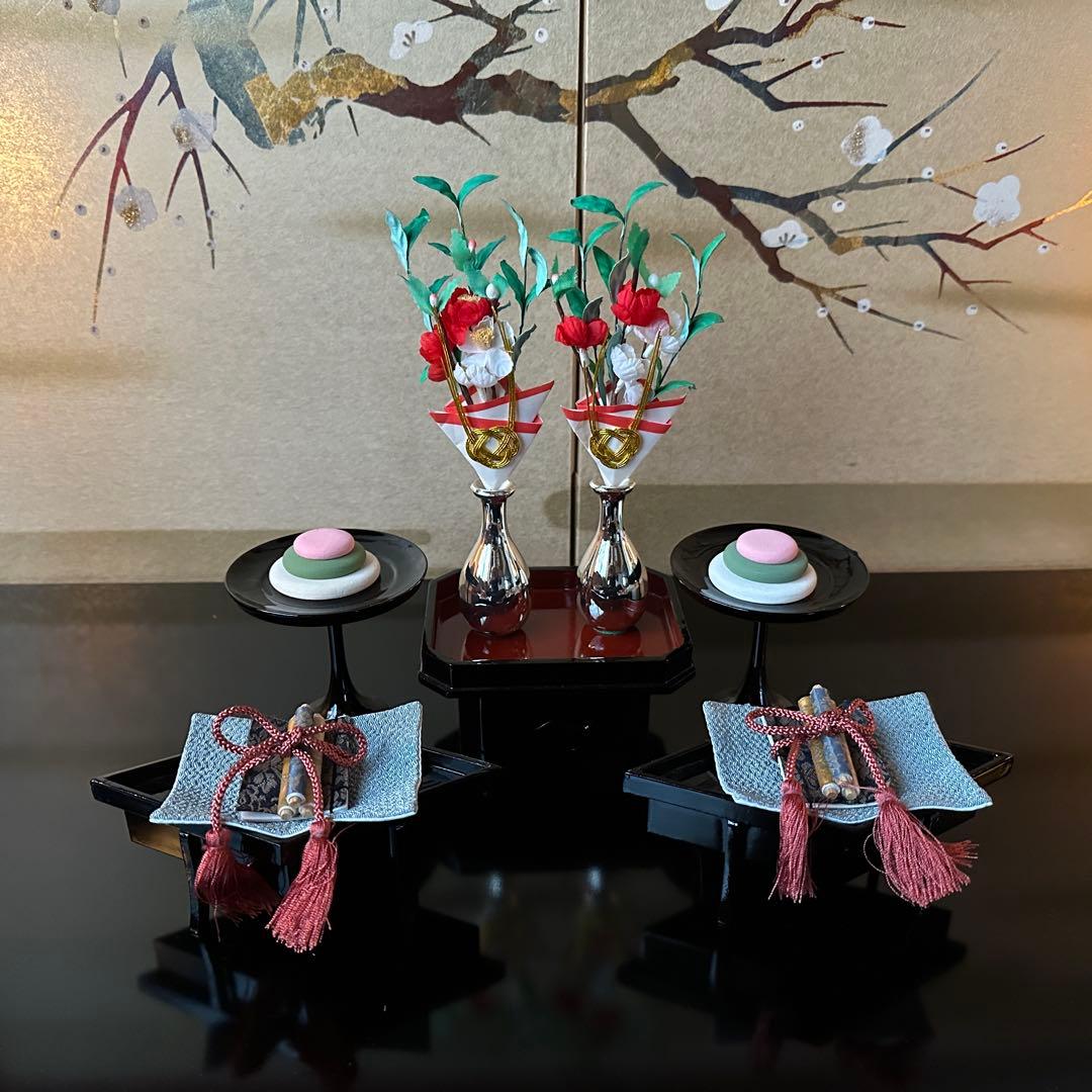 豪華！ お雛様 お飾りセット 雛飾り 屏風 親王飾り台 紅白梅 ぼんぼり