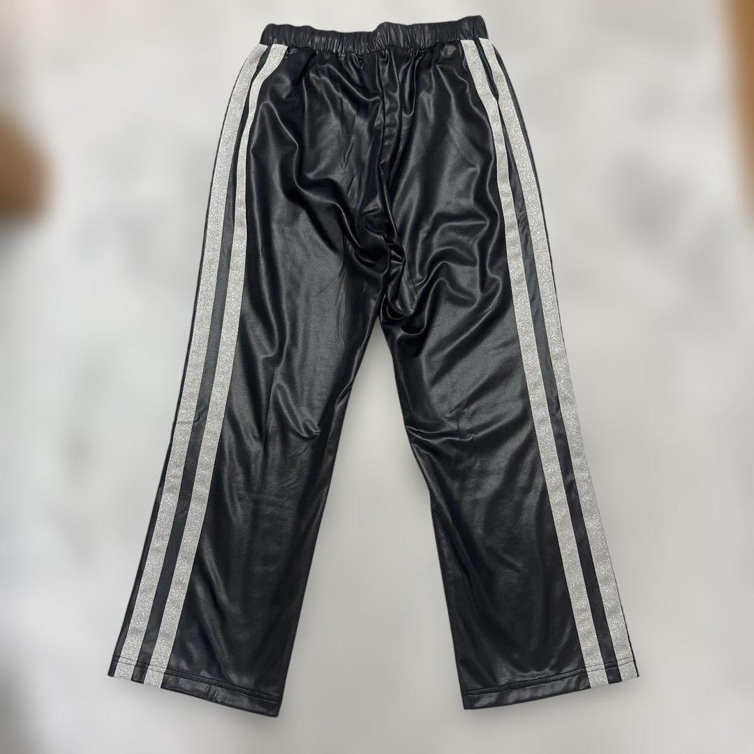 TIti⭐︎アディダス 希少★セットアップ シルバー三本ライン レザー風　M