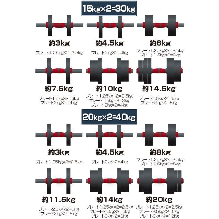 人気＊ダンベル 可変式20kg可変式ダンベル 40kg 多機能2個セット2512