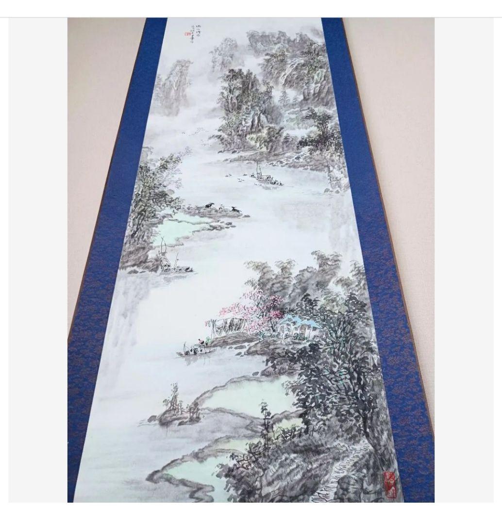 美品 漓江煙雨画 龍脈 山水画 花鳥風月 中国掛け軸 美術工芸品