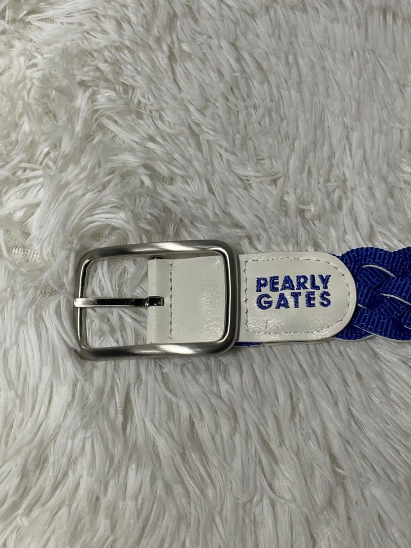 PEARLY GATES リバーシブル 編み込みベルト ゴルフ　ホワイト ブルー