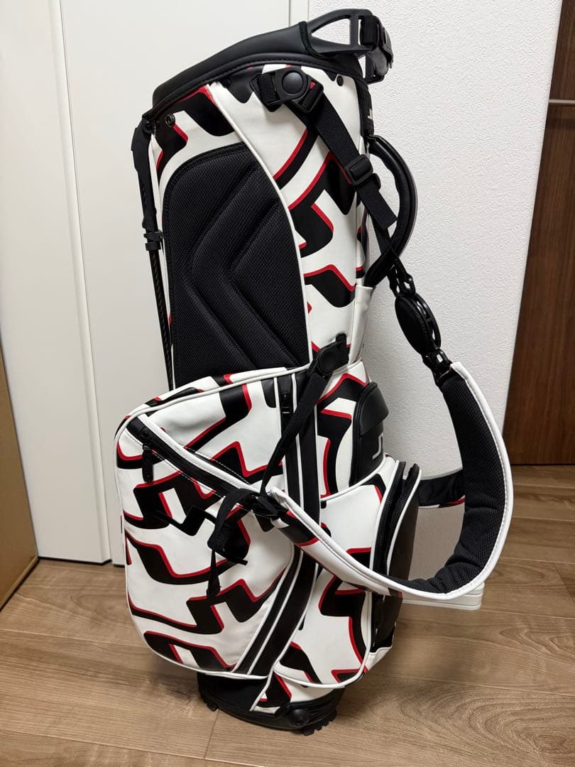 限定品 J.LINDEBERG キャディバッグ ホワイト/ブラック/レッド