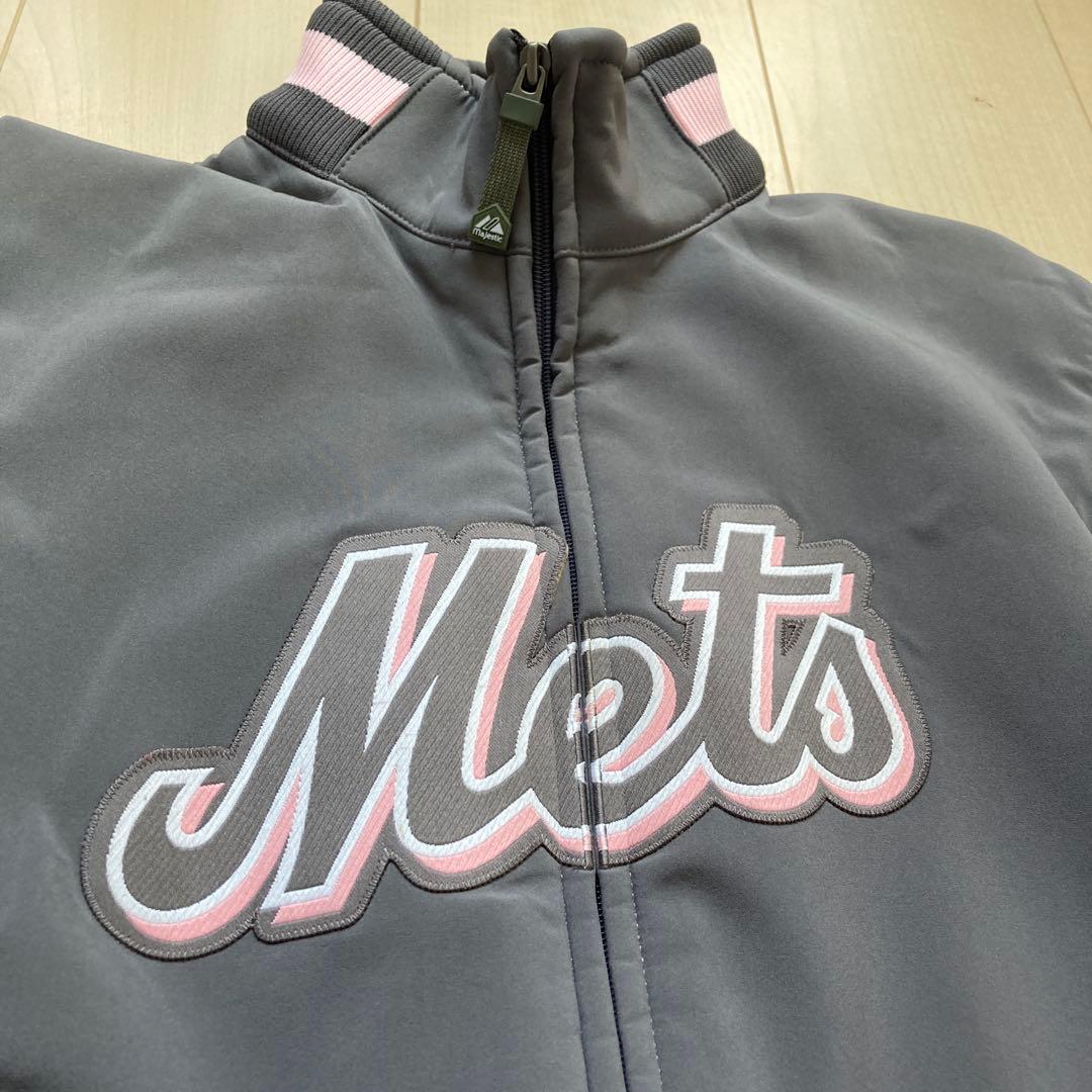 Mets メジャーリーグ　マジェスティック　ジャケット グレー・ピンク