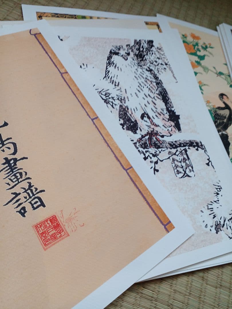 江戸屋版　媒嶺花鳥画譜第1編 27図 手作り古画修復　浮世絵風