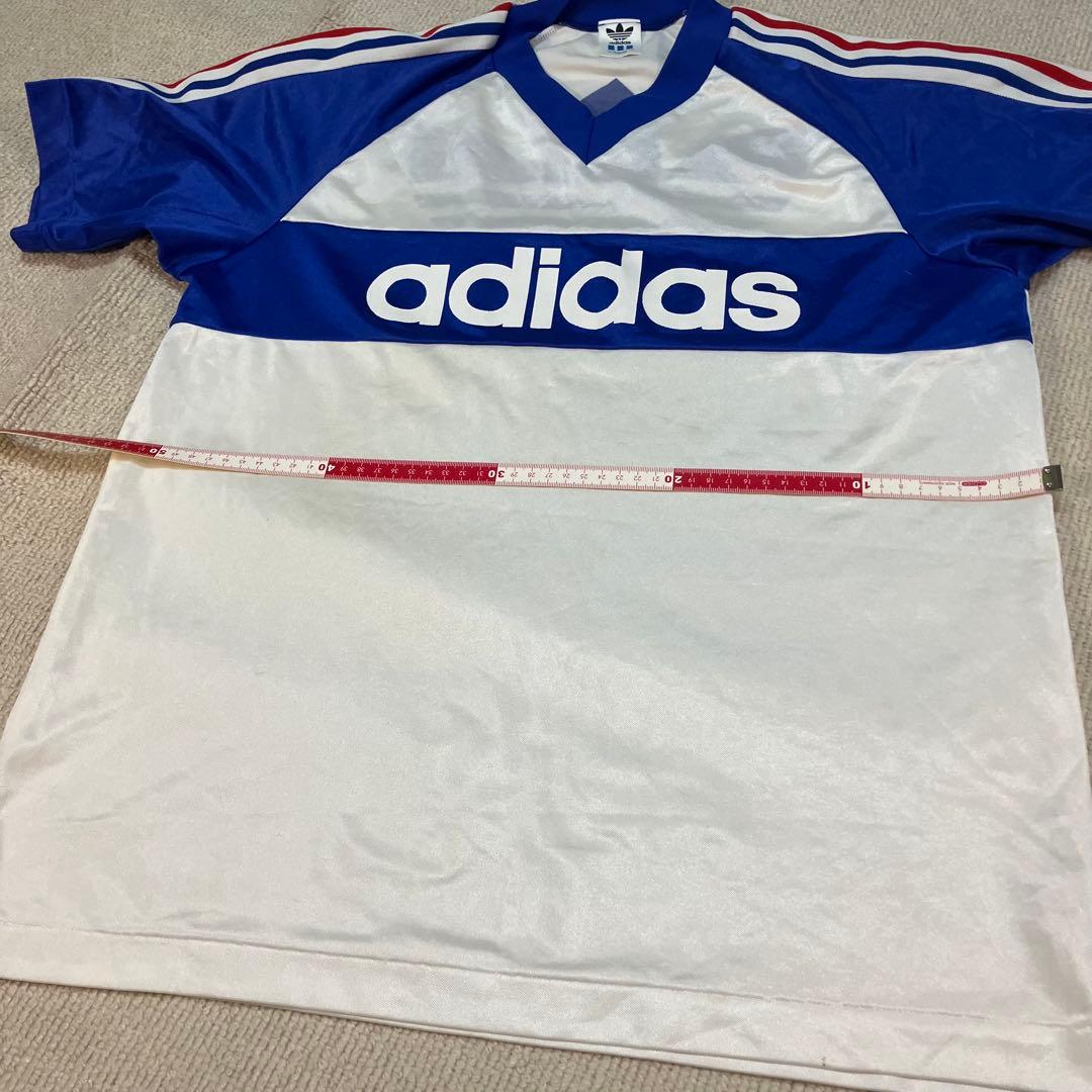 【L】old adidas 半袖シャツ　トレフォイルロゴ　トリコロール　マリノス