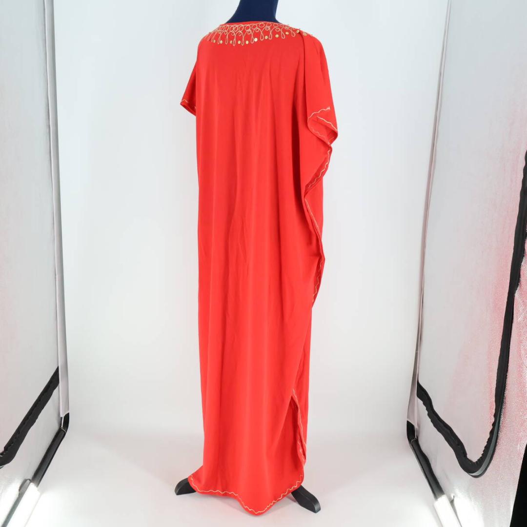 【ベリーダンス用衣装】レッド サイーディドレス 赤 ゴールド スパンコールラメ