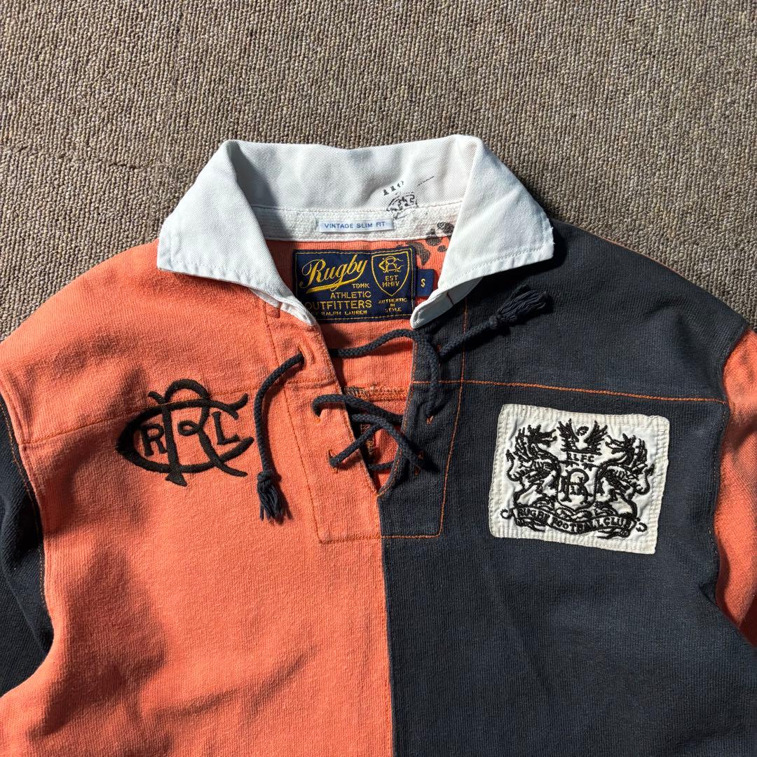 RUGBY RALPH LAUREN ボーダー S ラガーシャツ レースアップ
