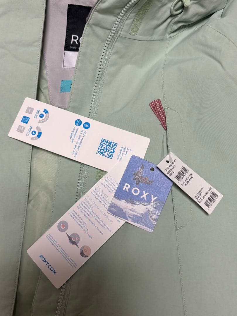 半額✨新品未使用タグ付✨ROXYロキシースノーボードウェア グリーン×ホワイトＬ