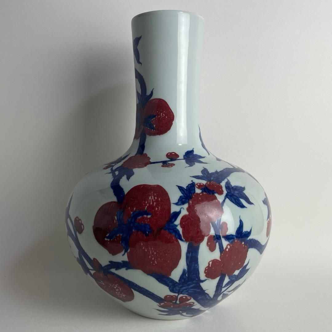 中国 美術 工芸 花瓶 天球瓶 大清康熙年製 款 / 台湾 暁芳窯