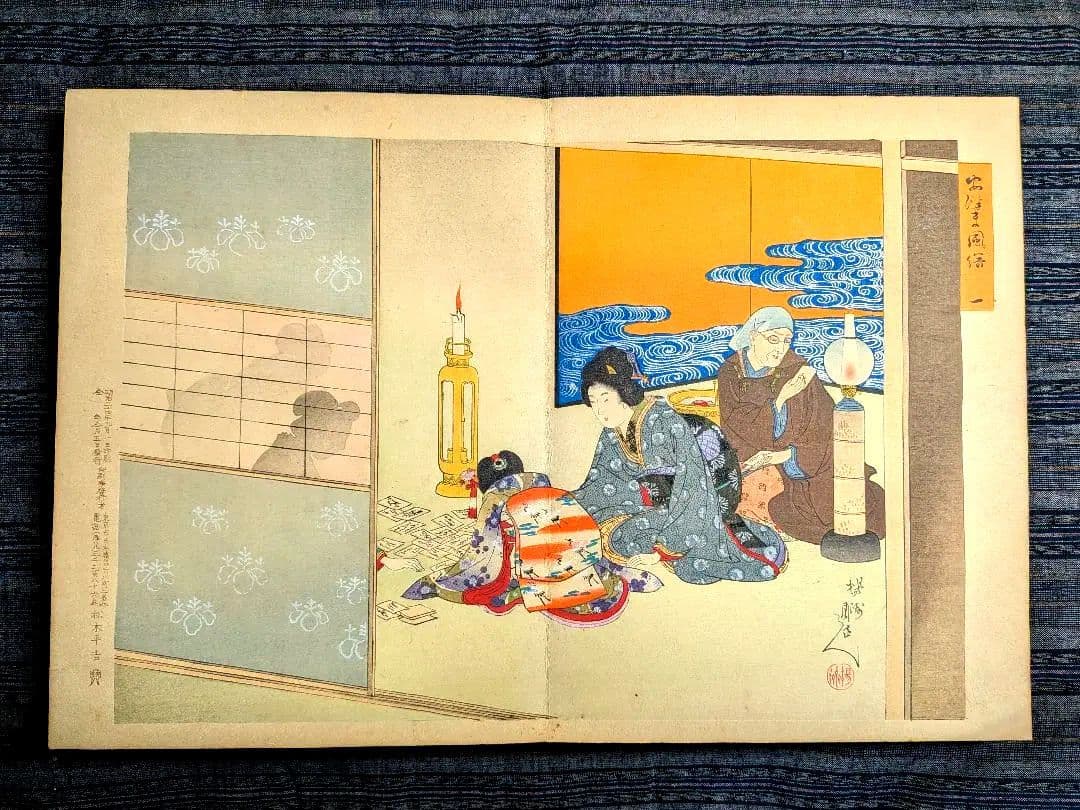 浮世絵 「安津未風俗図録」 12画 絵師 楊洲周延 版元大黒屋 松木平吉