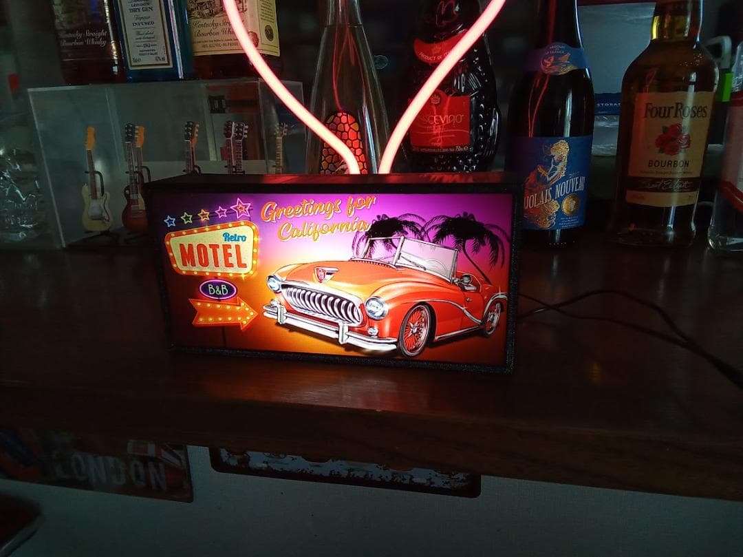 アメリカン雑貨 アメ車 モーテル ランプ 看板 置物 雑貨 LEDライトBOX
