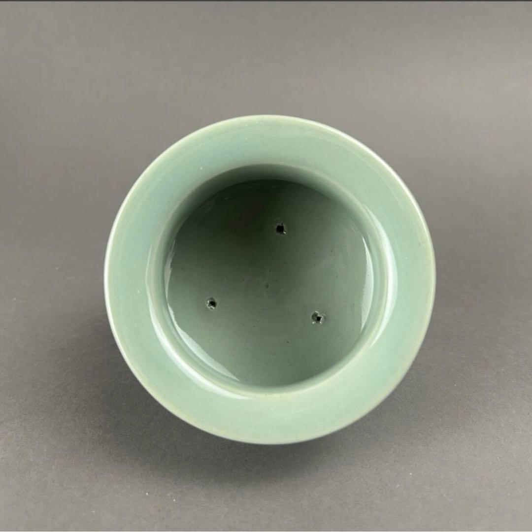 平安蘇山作 青磁香炉 古美術　骨董品　茶道具　陶磁器　香道具　工芸品　香炉　青磁