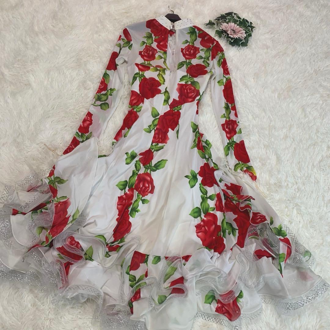 Prima boutique◆【バラ：薔薇柄◆社交ダンスドレス】競技用 Aライン