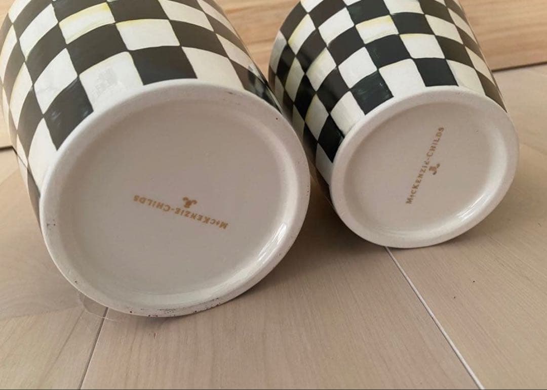 Mackenzie マッケンジーチャイルズ コートリーチェックゴミ箱 鉢入れ2点