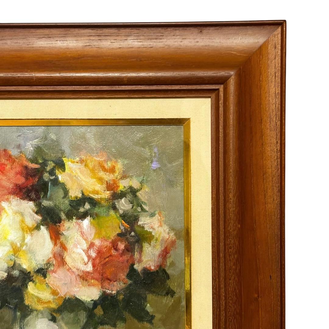 山崎翠祥　薔薇　1984 絵画　油彩　額装　裏書あり