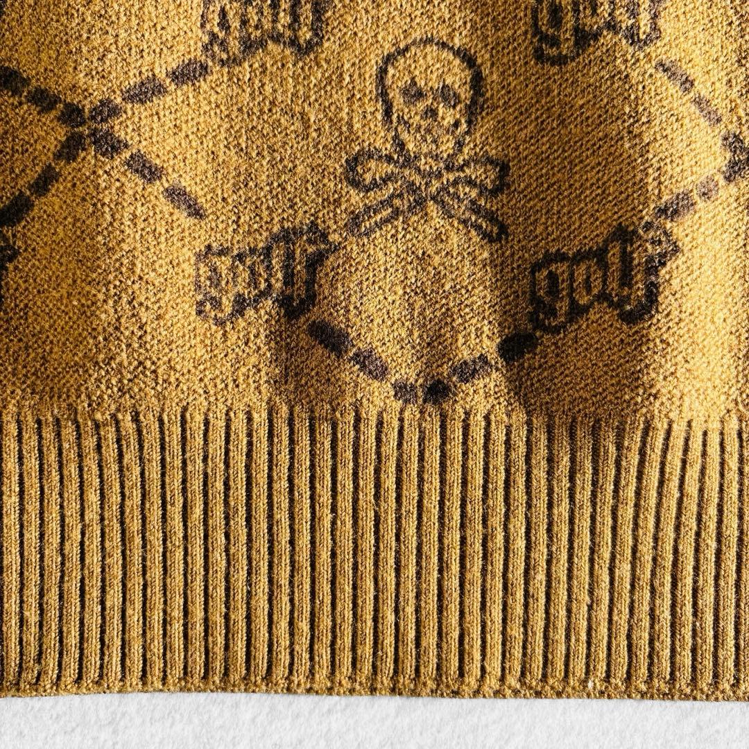 美品 MARK&LONA 縮絨ウール 総柄クルーネックニット 36 日本製