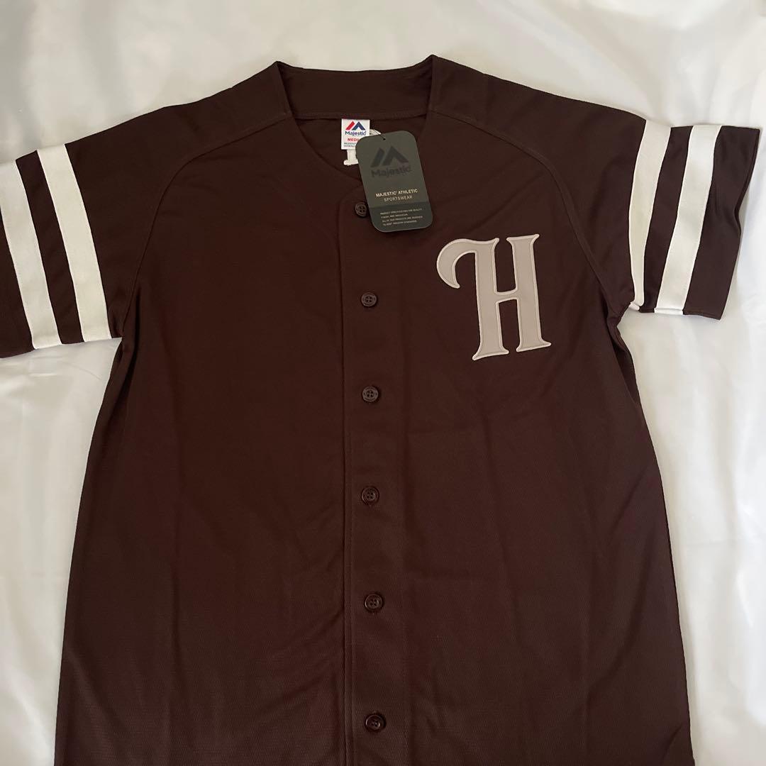 ★新品 ホークス ベースボールシャツ M ［カラーブラウン］