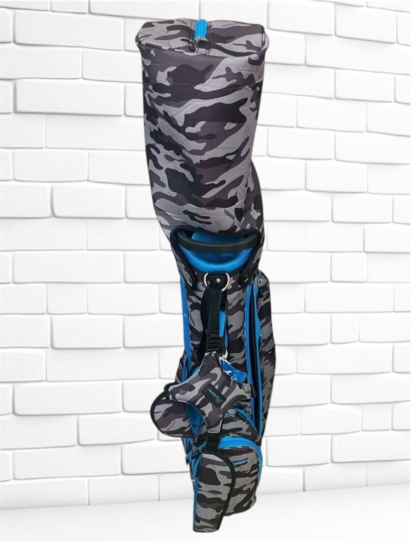 Rivieraキャディバッグ カモフラ柄 グレー×ブルー 個性派 ゴルフバッグ