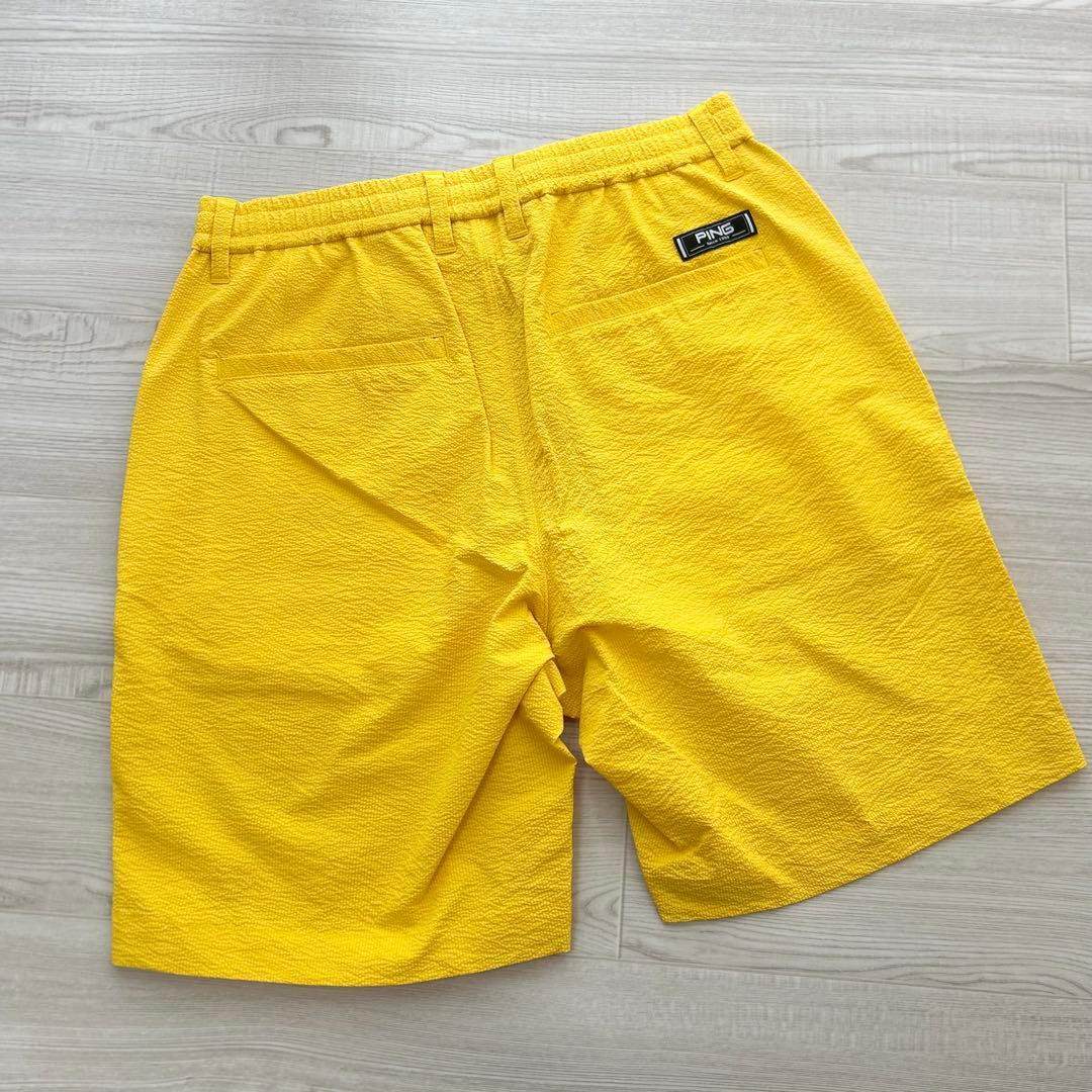 新品　PING ピン　ハーフパンツ　ショートパンツ　イエロー　シアサッカー　M