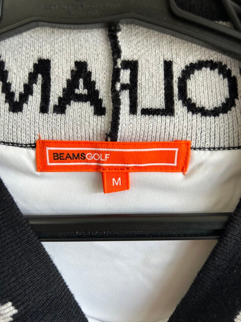 【美品】BEAMS GOLF 襟ロゴ モックネック 裏付きニット