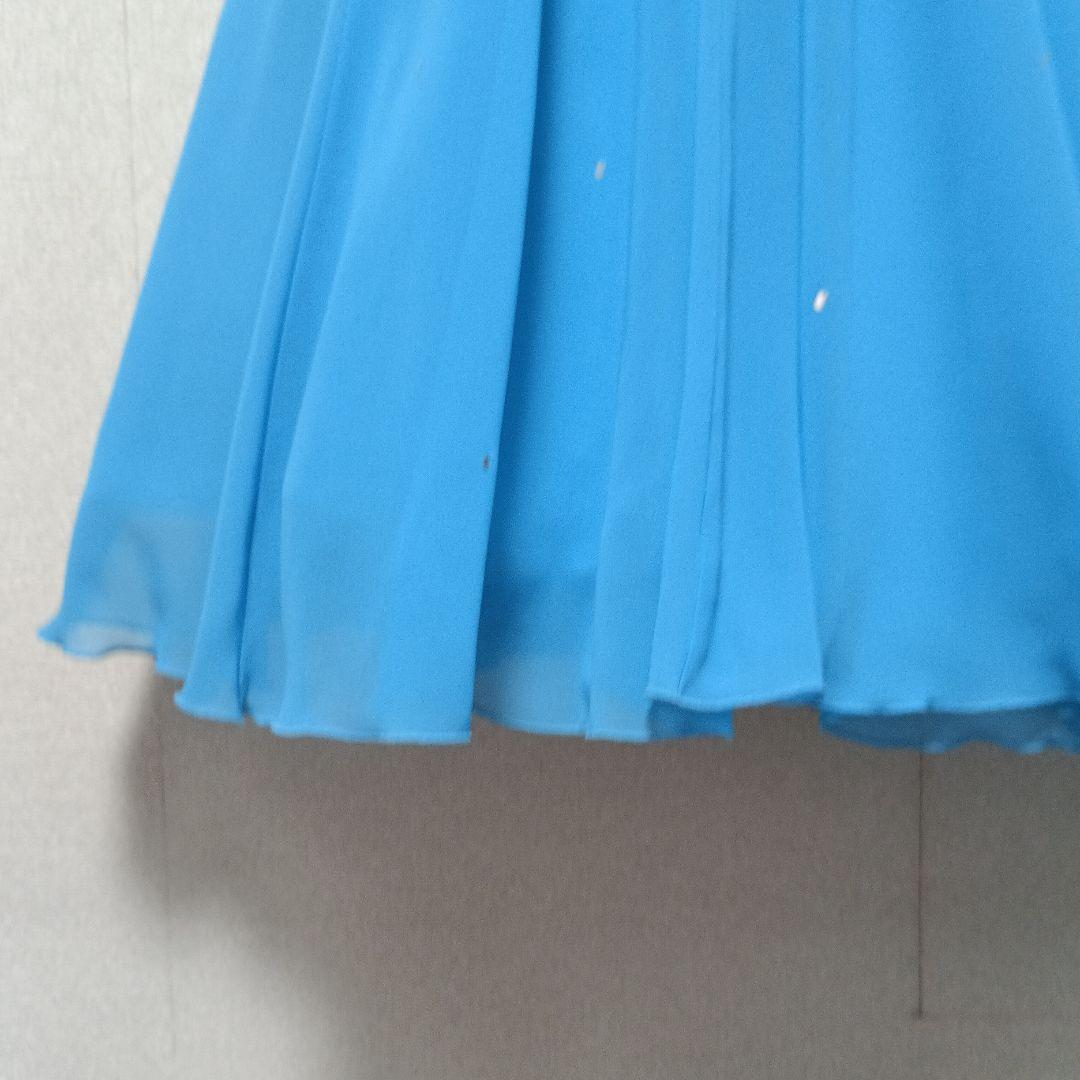 青いシフォンの社交ダンスドレスＭ