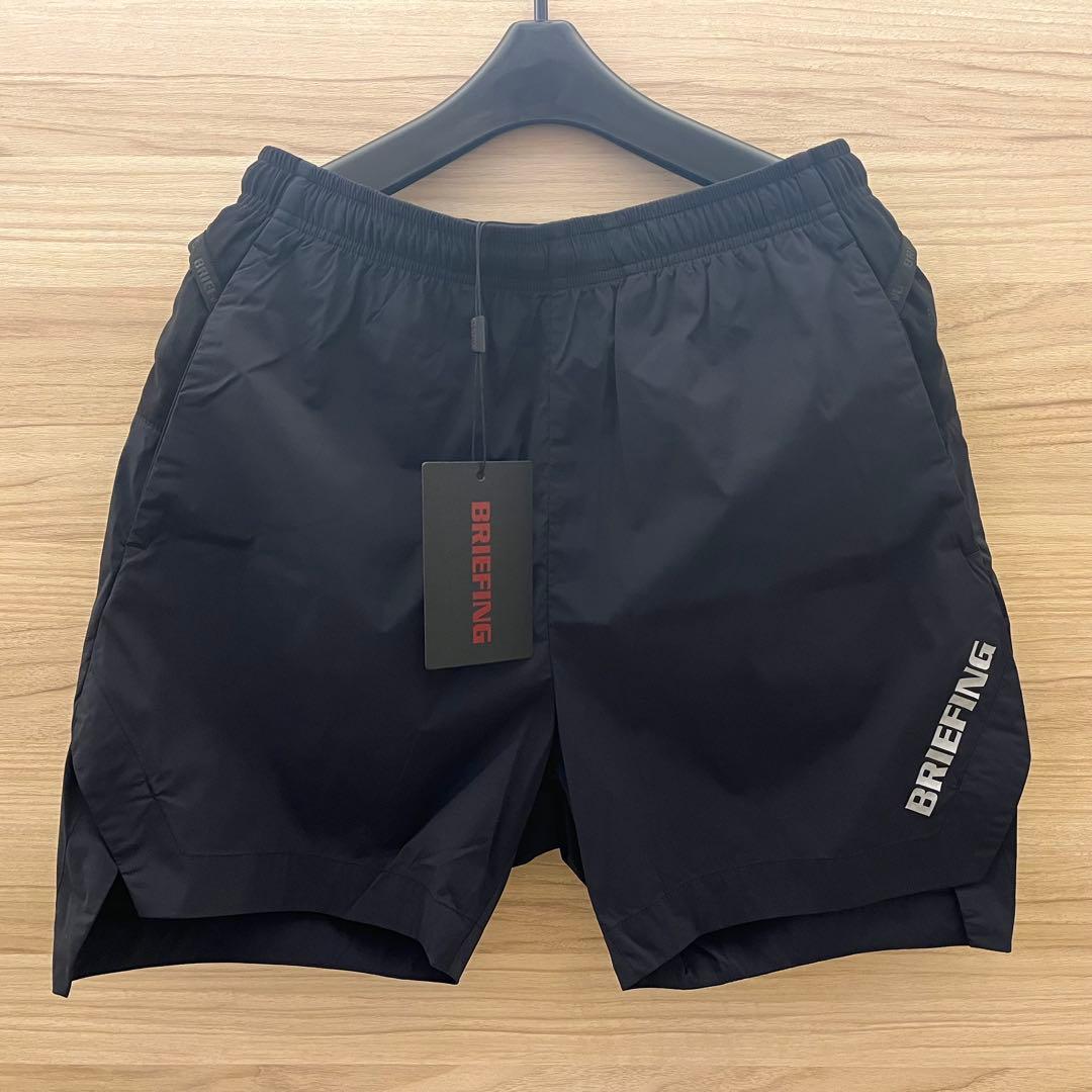 新品★27,500円 BRIEFING ストレッチショートパンツ 黒×銀ロゴ Ｓ