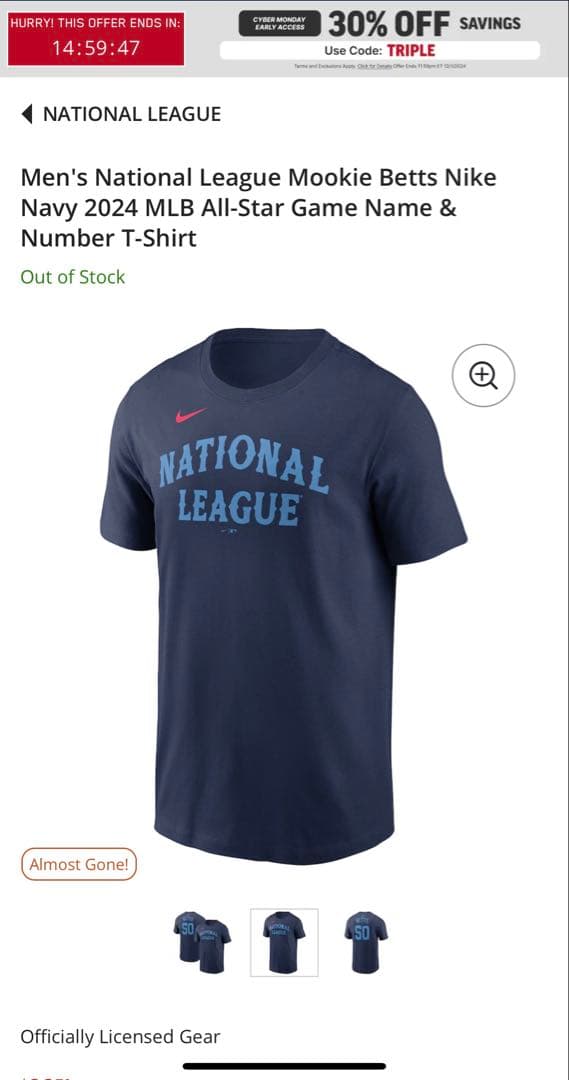 215　【MLB公式】ドジャース Tシャツ　ムーキーベッツ　完売 L