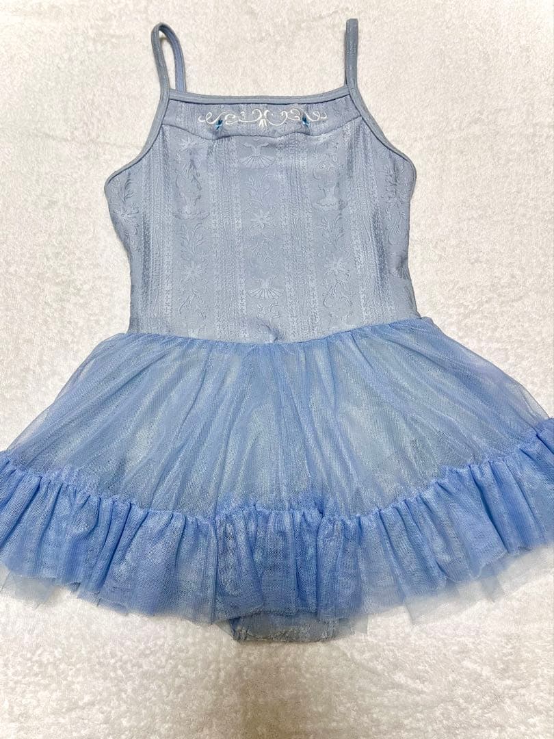 チャコット 水色 フリル　刺繍　リボン バレエ キッズ レオタード 130