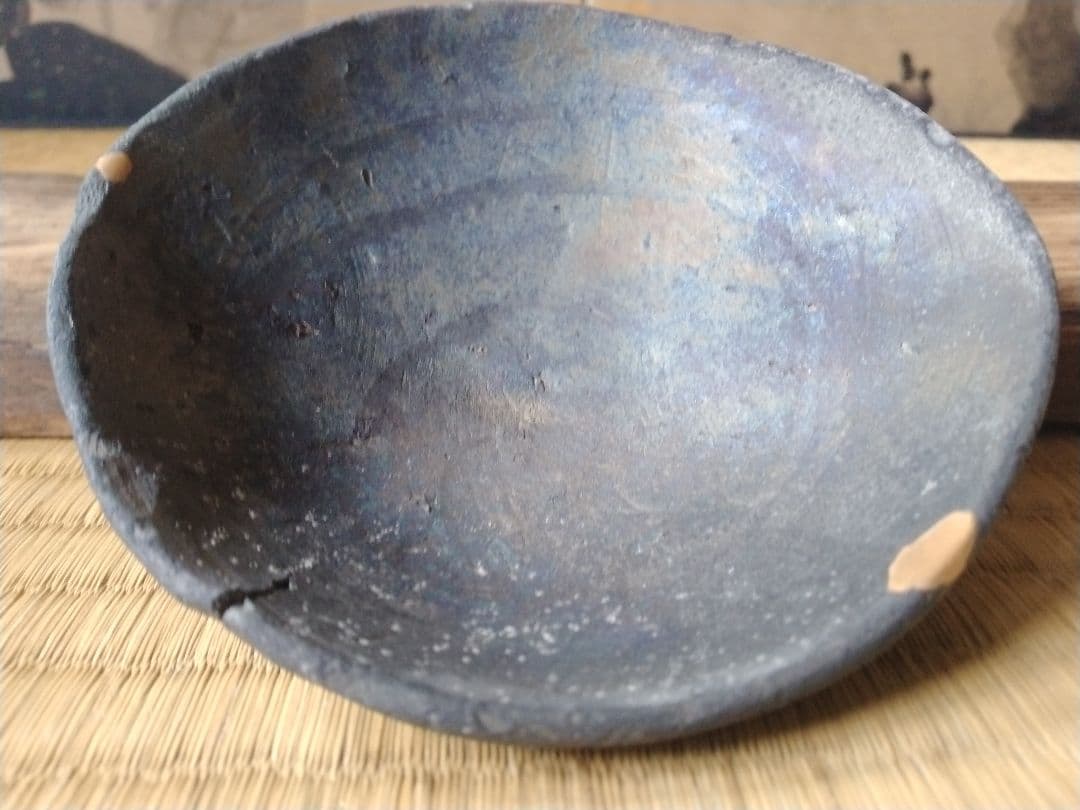 平安～鎌倉時代　瓦器小皿　骨董　古美術　発掘品　黒色土器　酒器　茶道具