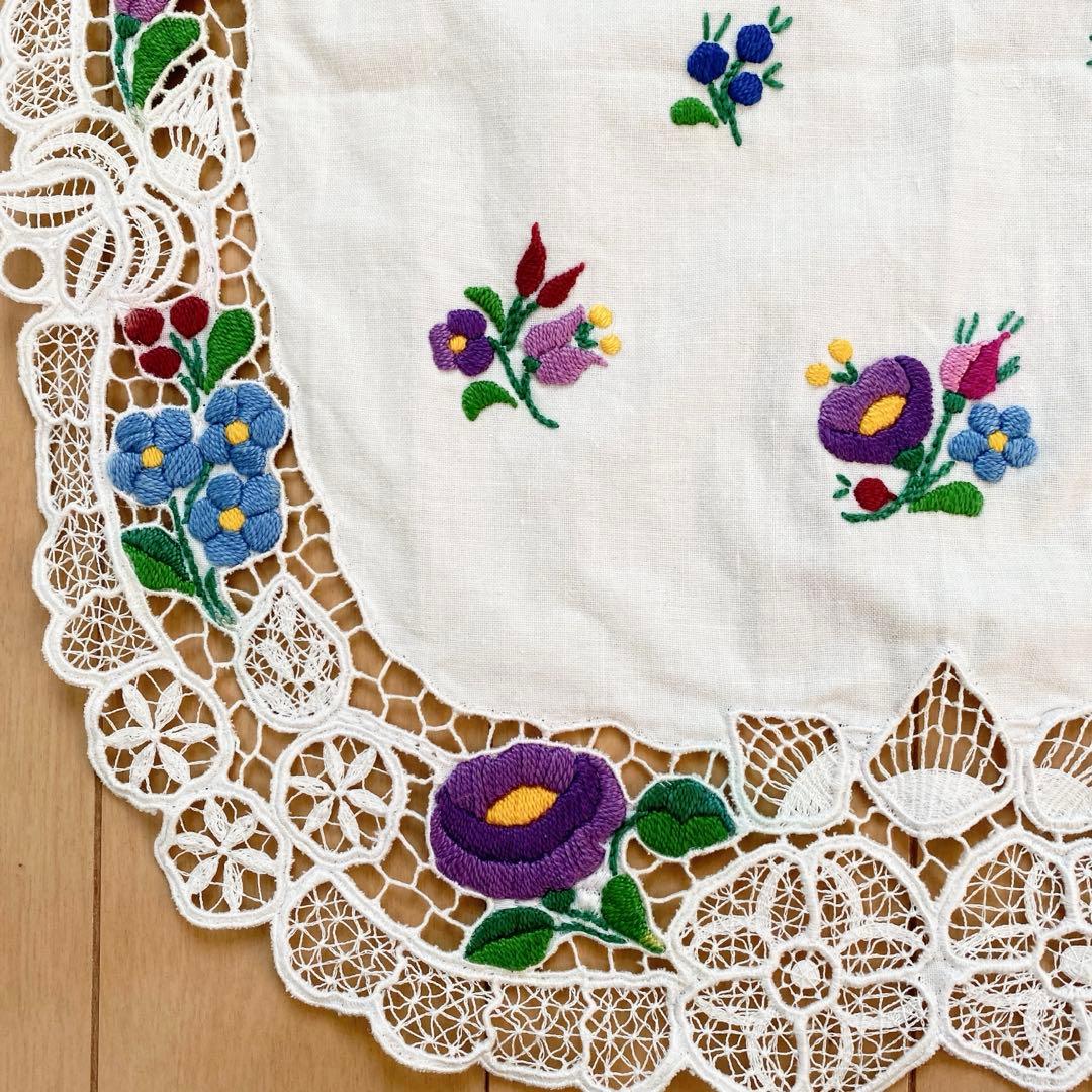 フォークダンス　衣装　エプロン　刺繍　手刺繍　ハンガリー　カロチャ　レース