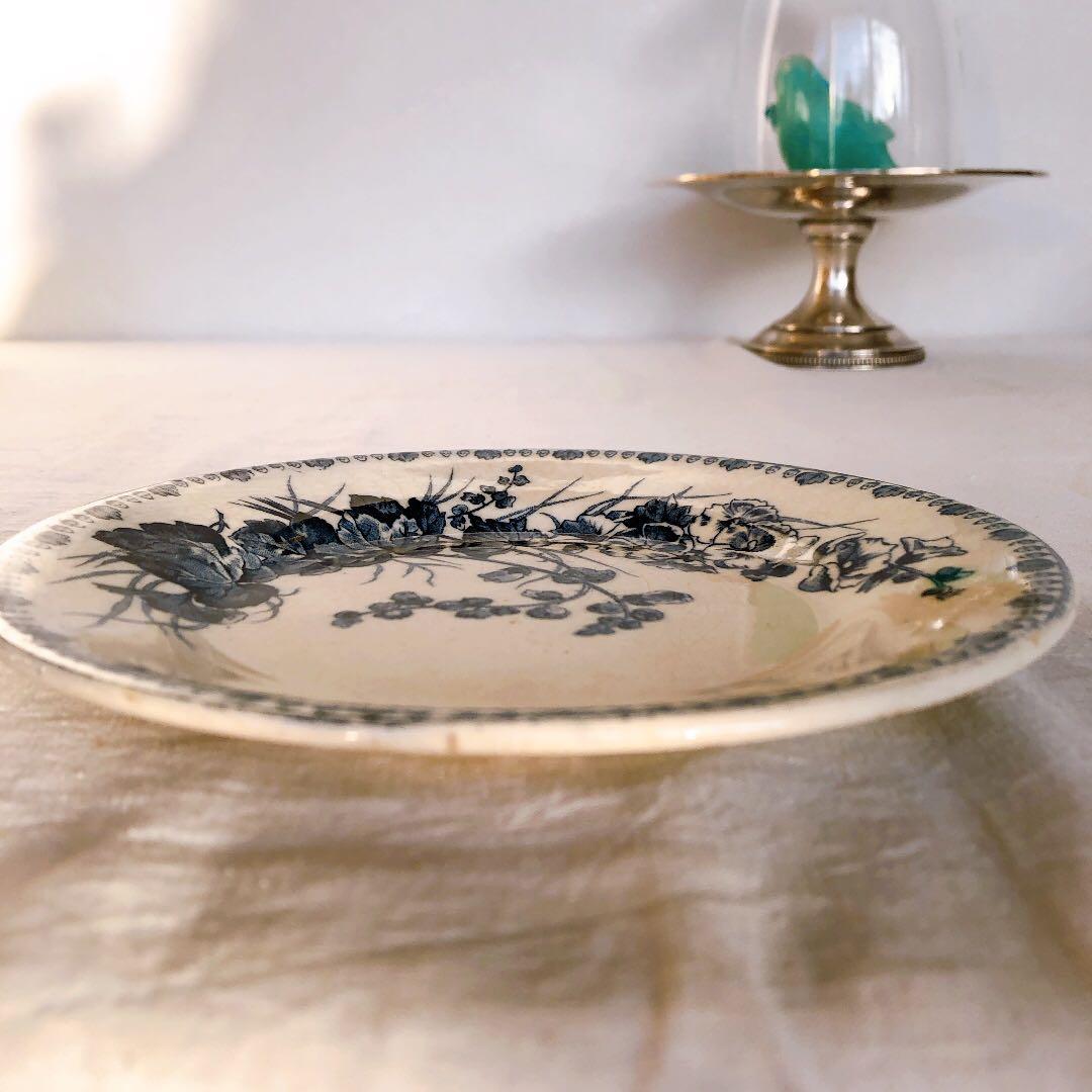 ジアン BOSQUET ディナープレート 鳥柄　ブルー フランスアンティーク食器