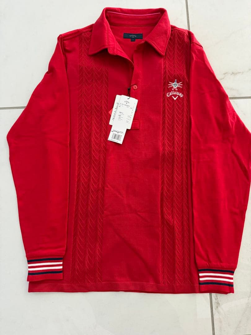 Callaway 【新品】メンズ 赤 長袖ポロシャツ L