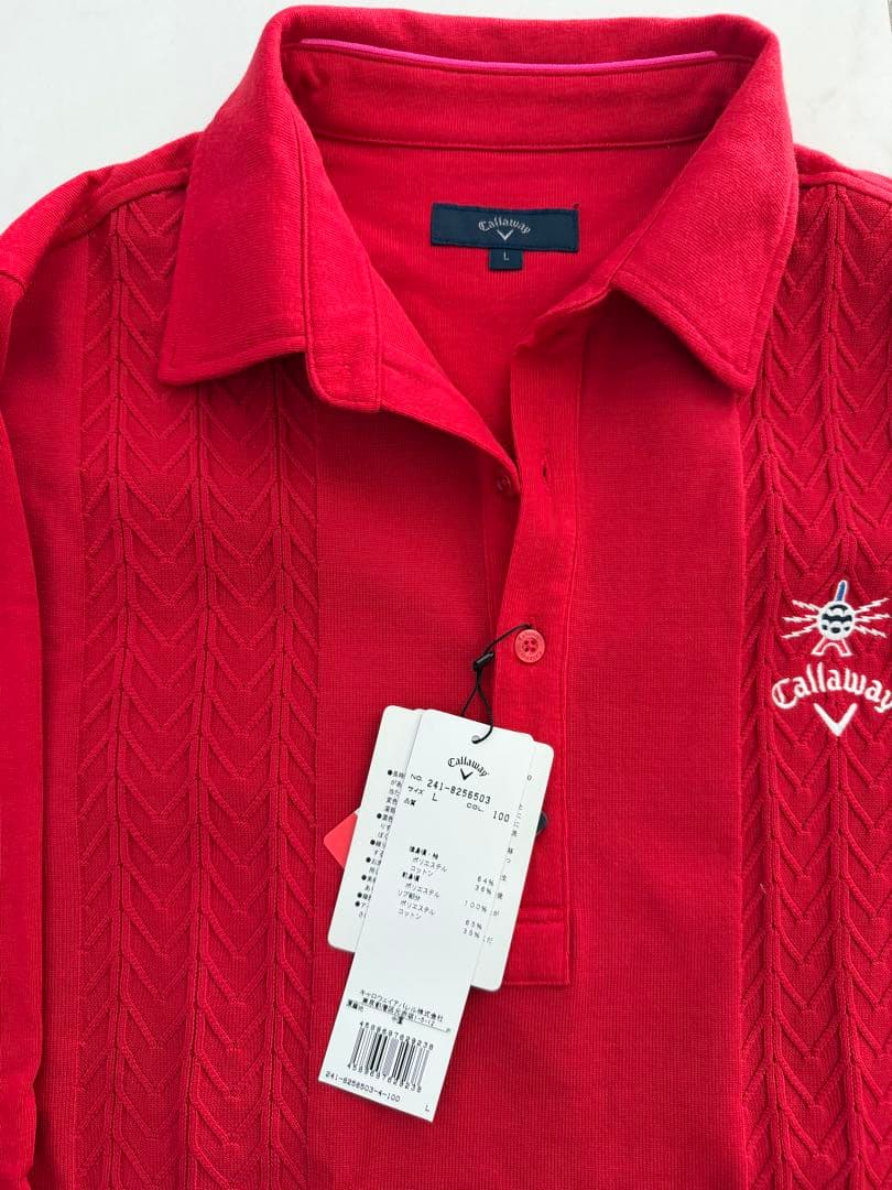 Callaway 【新品】メンズ 赤 長袖ポロシャツ L