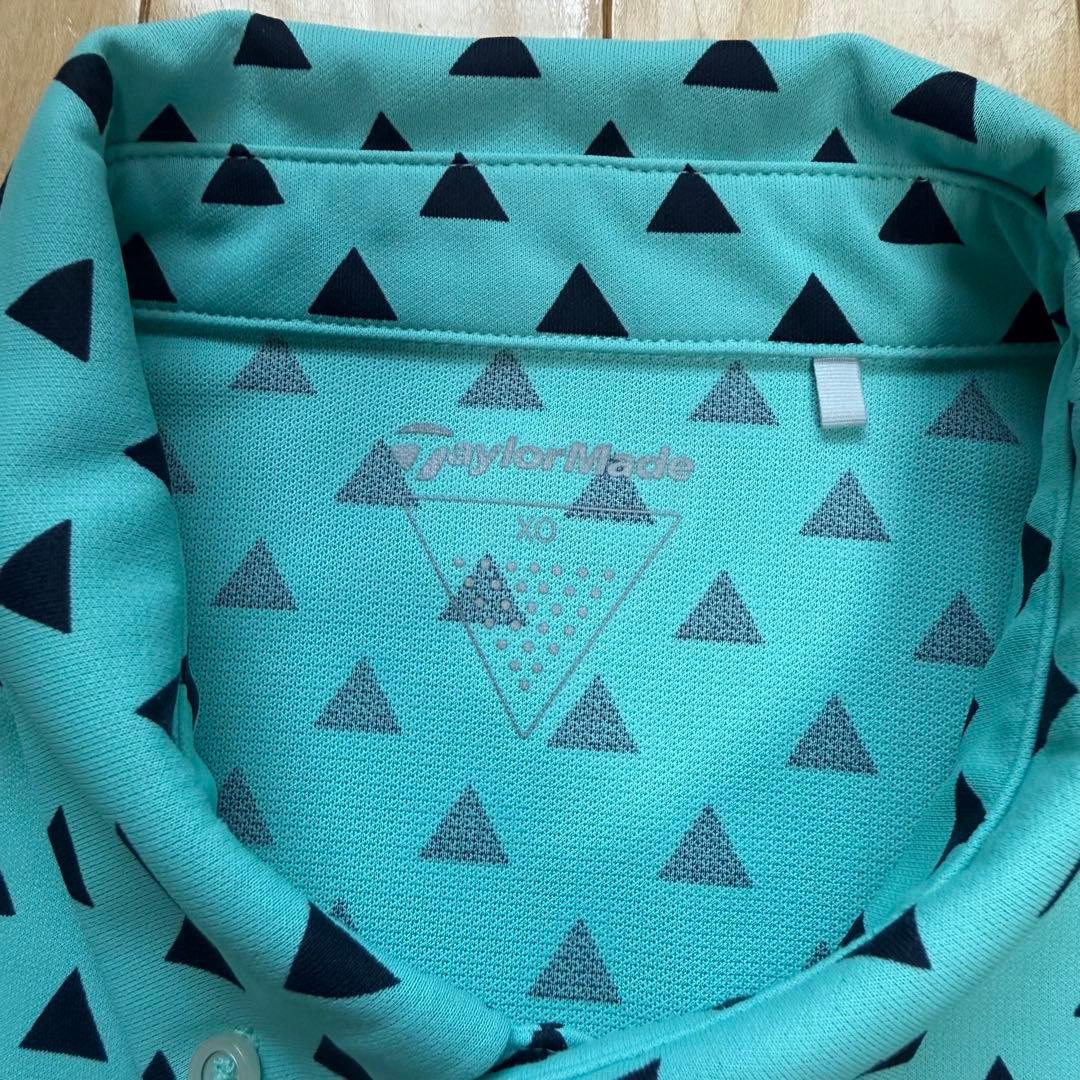 美品 テーラーメイド ゴルフウェア ポロシャツ 総柄 XO 大きいサイズ 水色