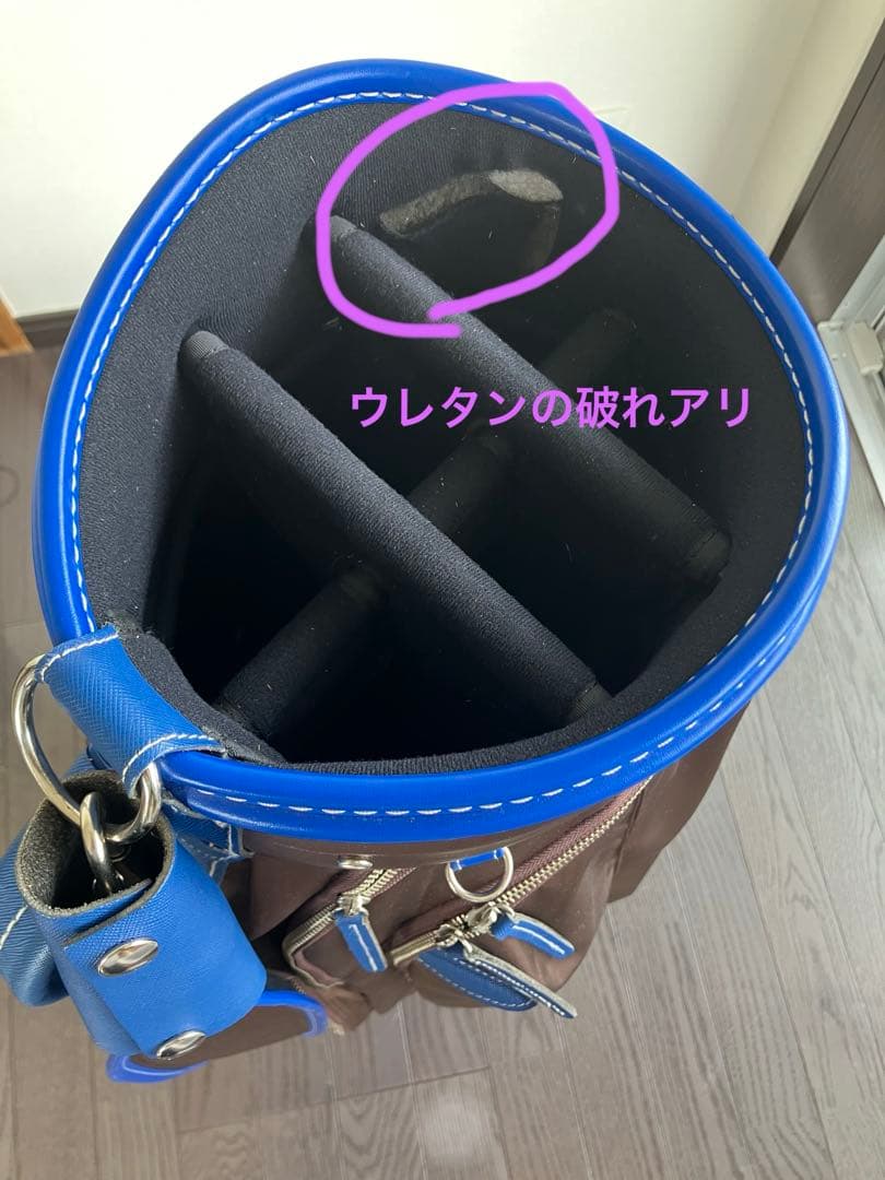 ★中古★ 考英舎 ナイロンキャディバッグ ブラウン/ブルーストラップ