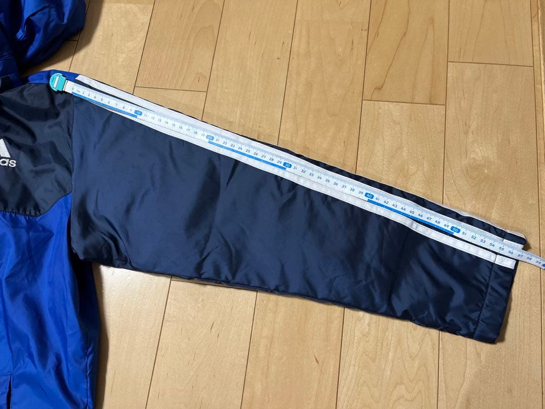adidas フード付き　ベンチコート J 160 青黒