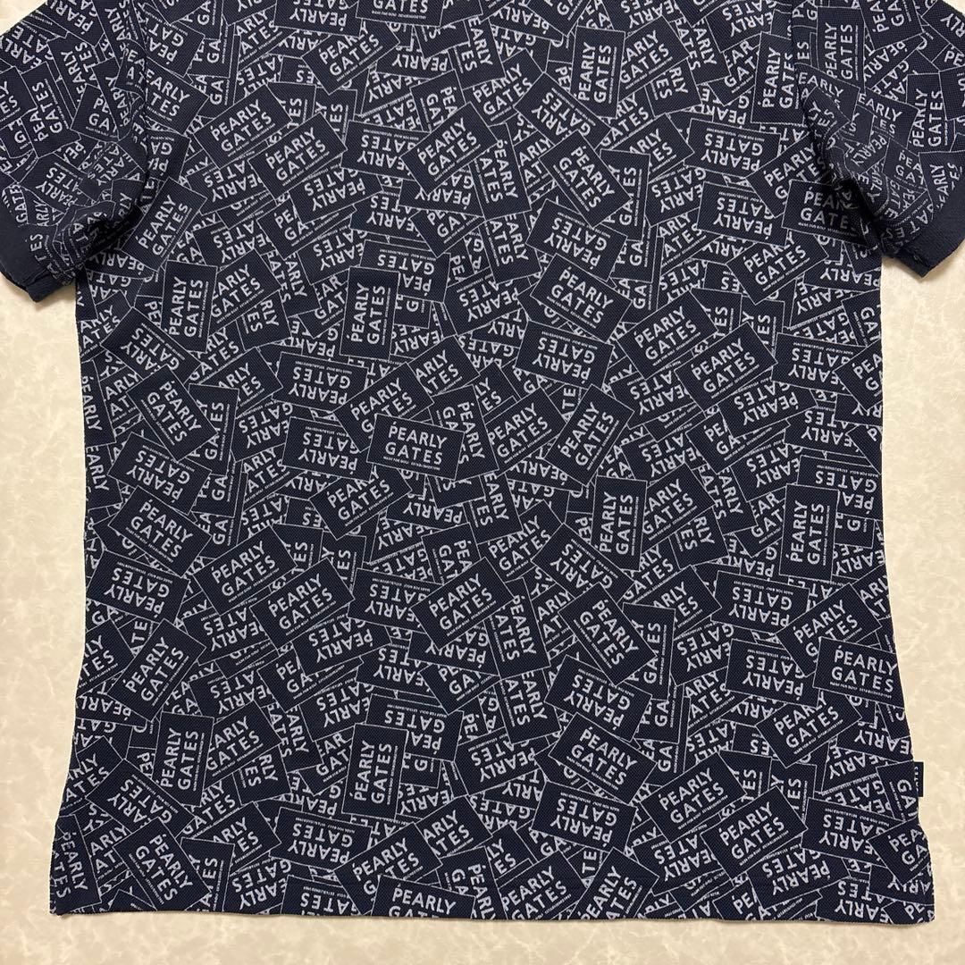 パーリーゲイツ★ロゴ総柄★薄手ストレッチ★ポロシャツ【メンズ サイズ5（L）】
