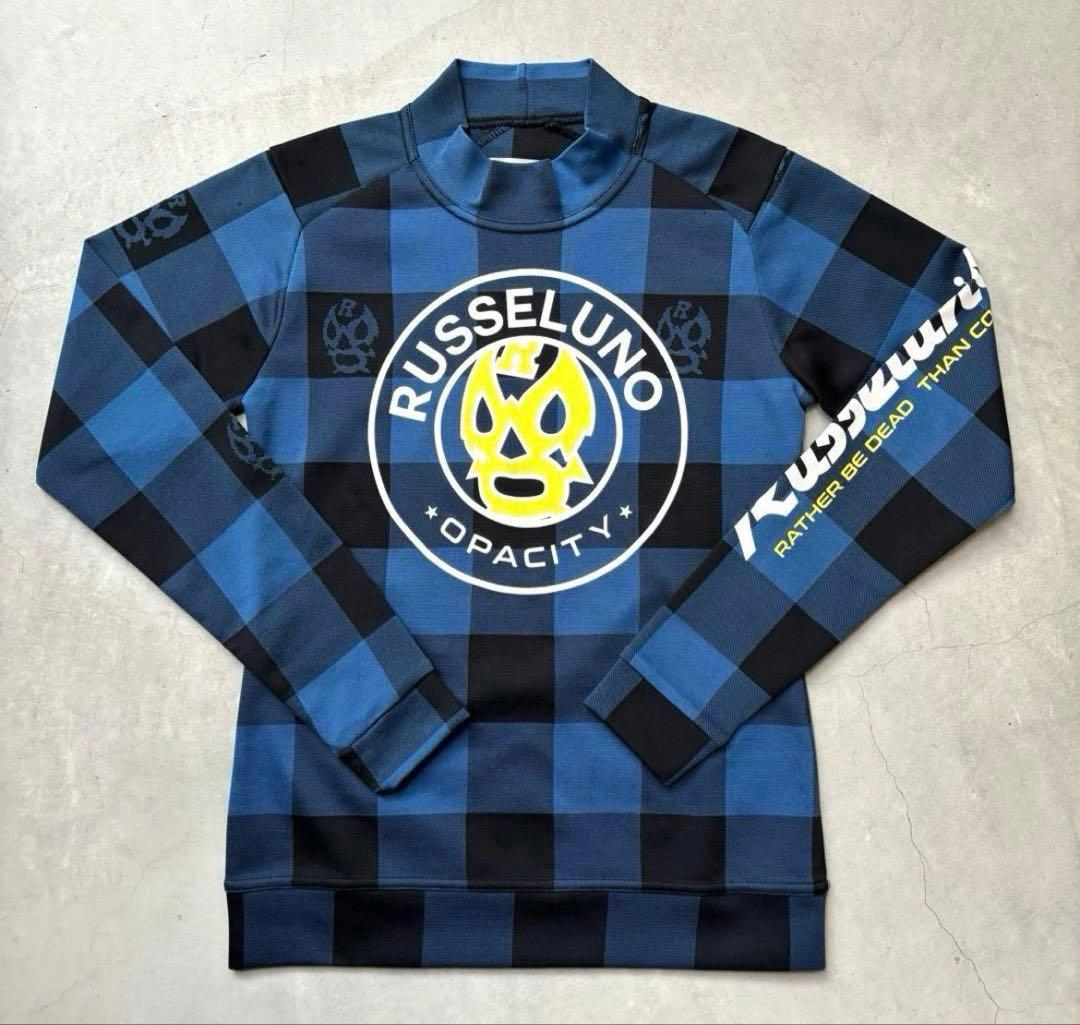 【美品】RUSSELUNO ハイネック 長袖Tシャツ ルチャ チェック柄