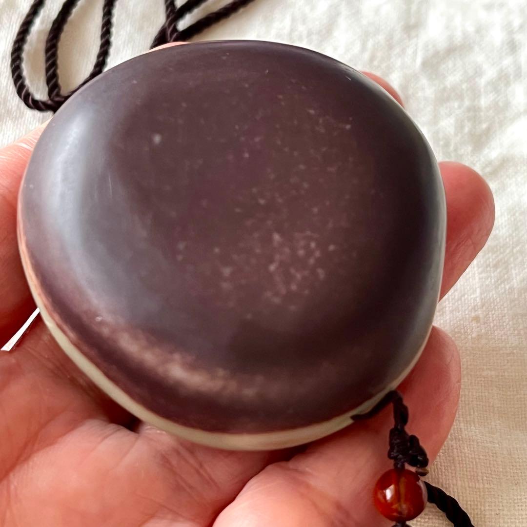 チョコレートパープル ローブジェイド 布袋様 彫刻 本翡翠 レア 一点物