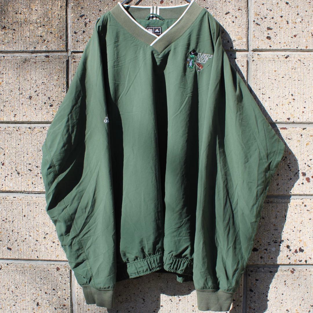 レアカラー 00s adidas GOLF 袖胸刺繍 XL 古着 プルジャケット