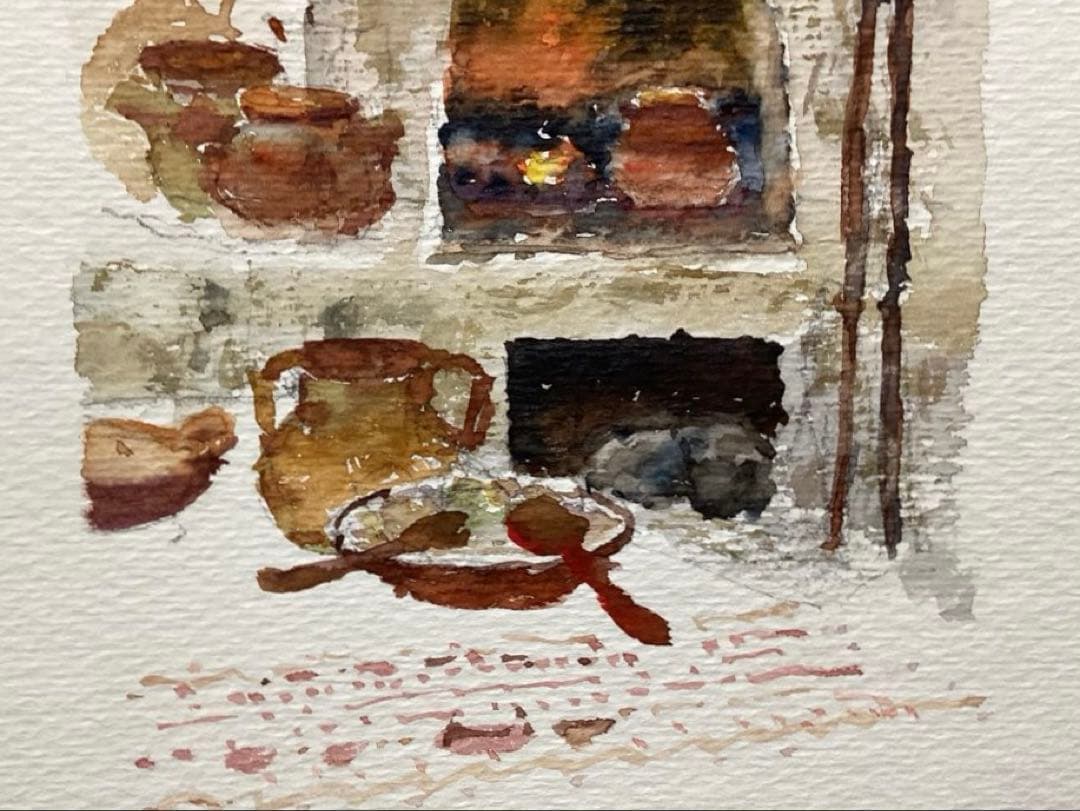 額なし▪️肉筆水彩画▪️「ぬくもり」ヨーロッパ画家ヴィタリエ・ズブコ