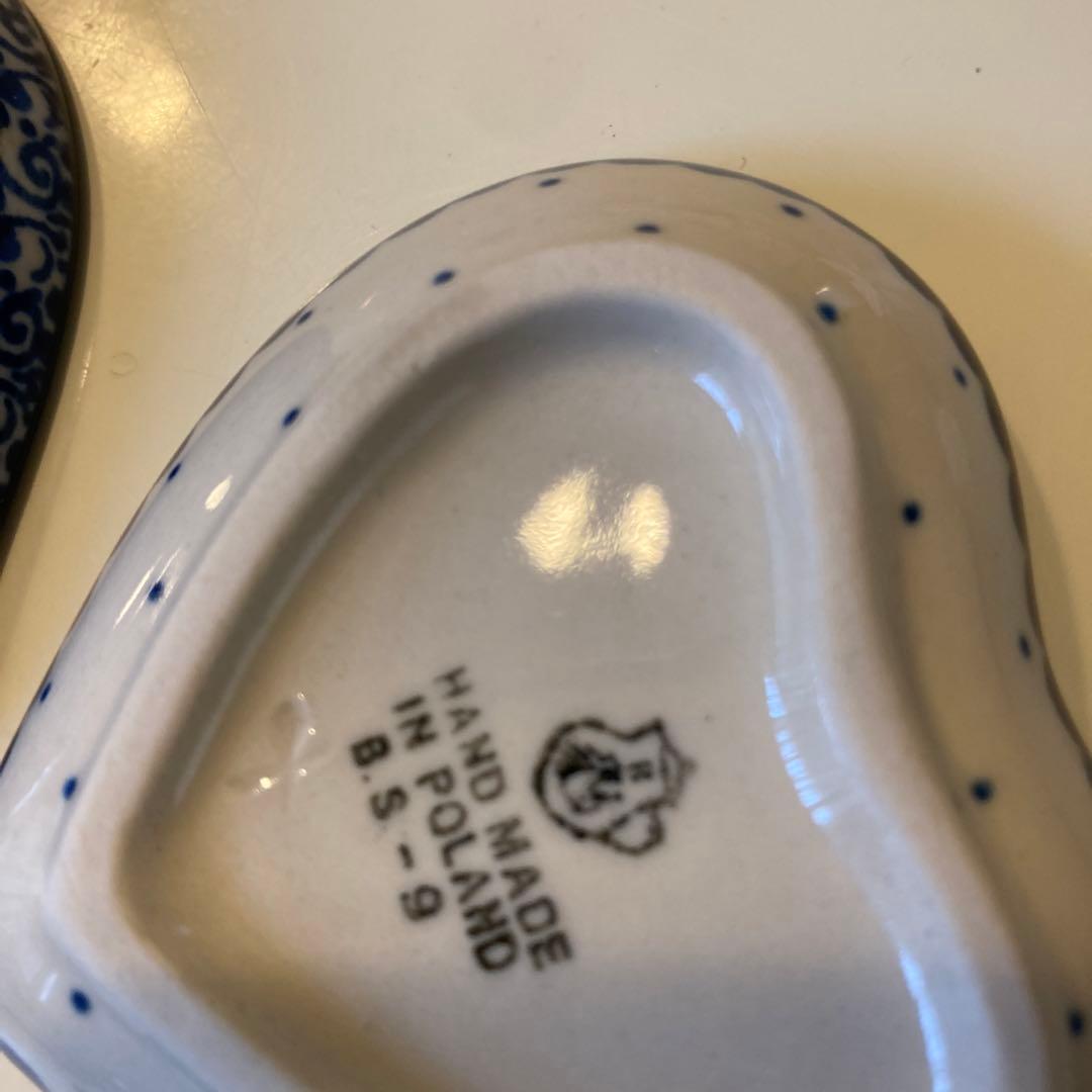 ポーリッシュポタリー　ハート型　豆皿