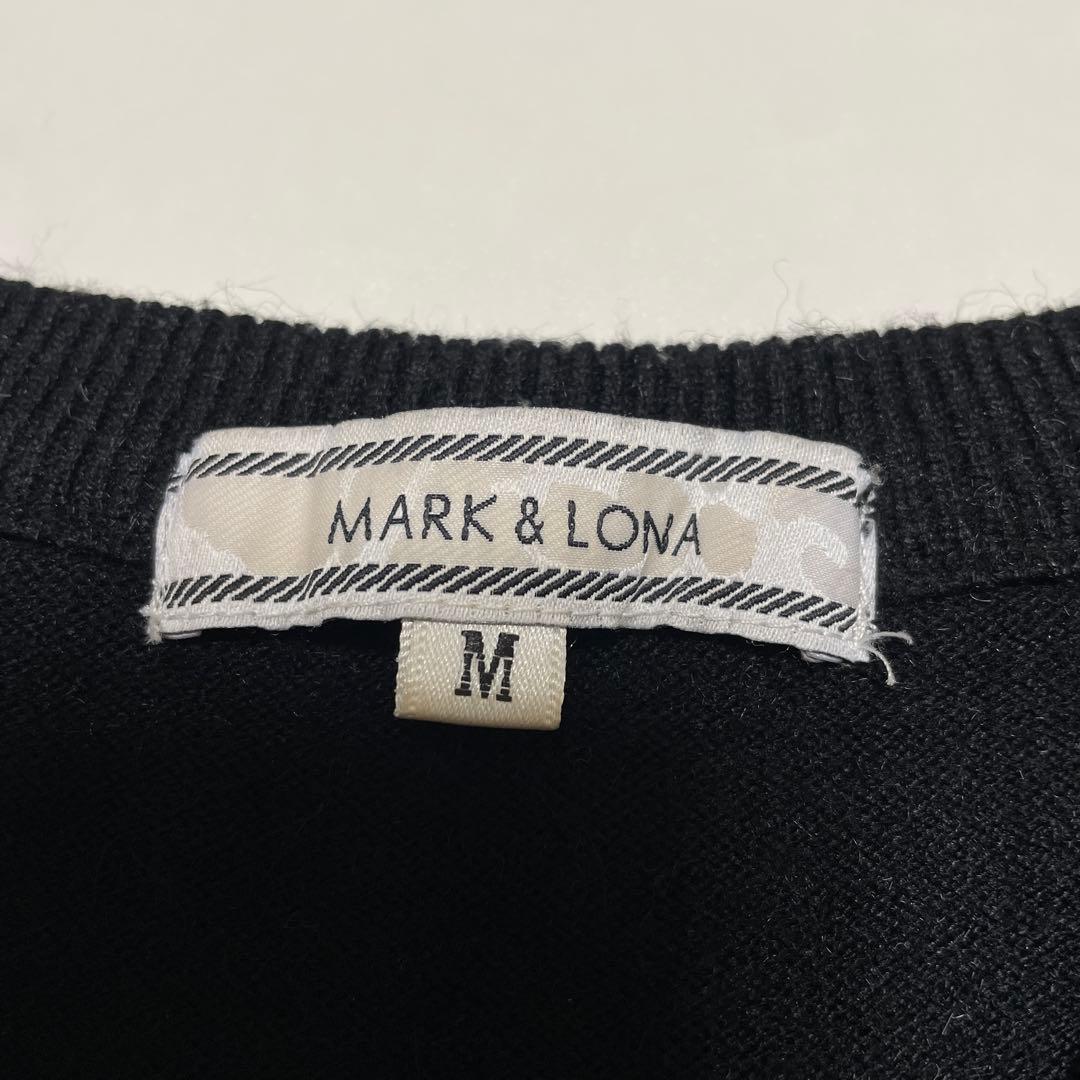 MARK&LONA スカル刺繍 Vネックニットセーター BLACK Mサイズ