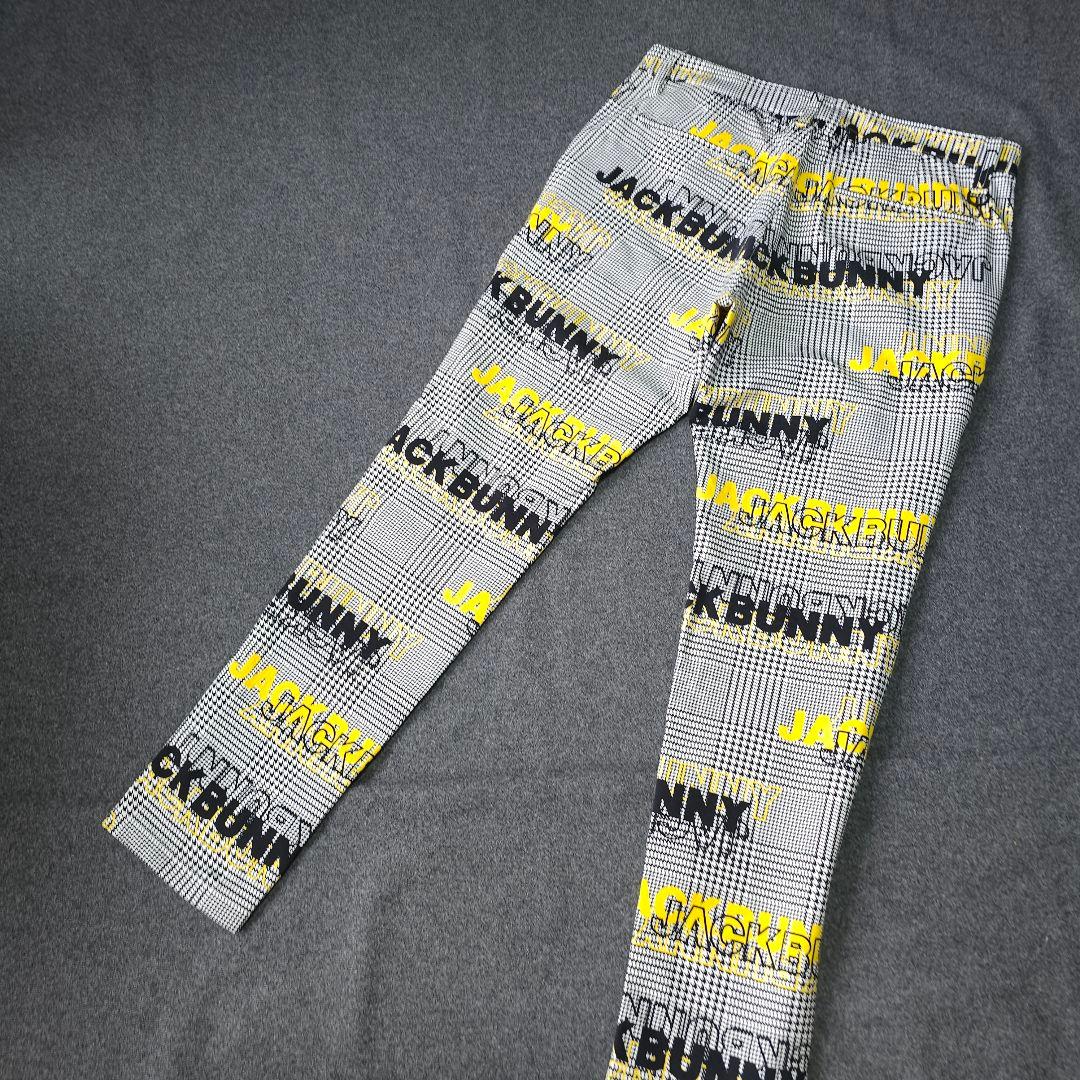 極美品 ジャックバニー グレンチェック柄 ロゴネーム ストレッチゴルフパンツ L