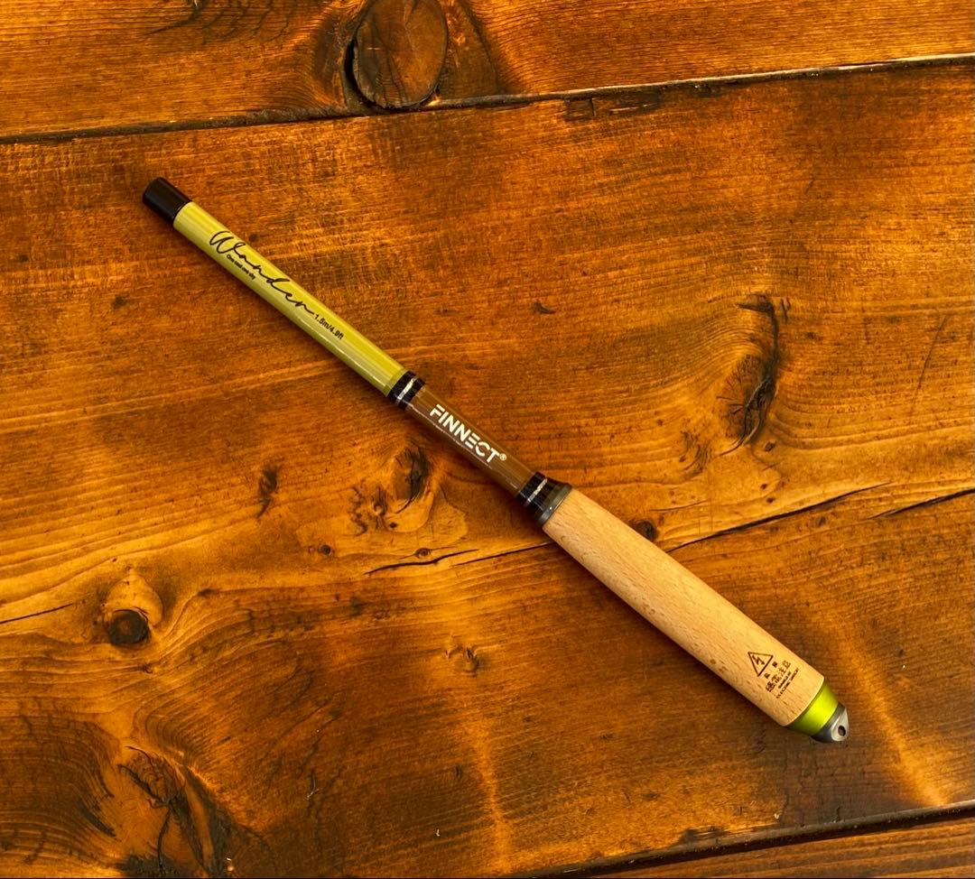 小物釣り竿　タナゴ竿　150cm ウッドグリップ　振り出し竿　ブラウン