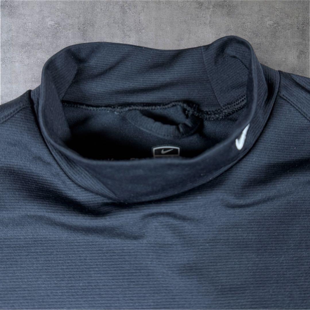 【美品】NIKE GOLF ナイキゴルフ モックネック長袖シャツ ロゴ 黒 M