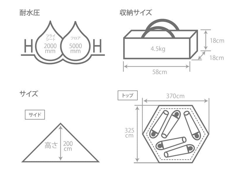 dodワンポールテントM軽量コンパクトテント 2000mm/5000mm耐水圧