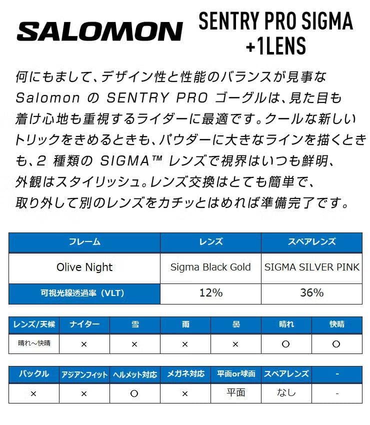 SALOMON サロモン SENTRY PRO SIGMA ゴーグル